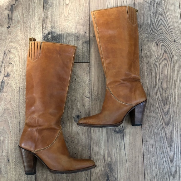 Sendra Shoes - Sendra Caramel Leather Tall Heeled Boots